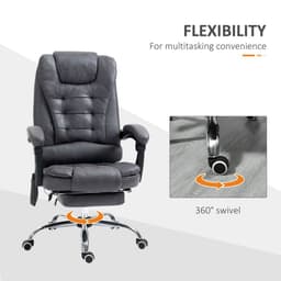 image-Vintage High Back Heated Massage Office Chair w/ 6 Vibration Points, Dark Grey
