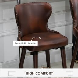 image-2 Pieces Home Luxury Bar Chair Stool, PU Leather European Style, Brown