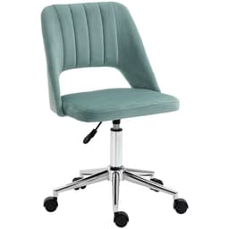 image-Swivel Office Chair Velvet Fabric Scallop Shape Computer Desk Chair Green