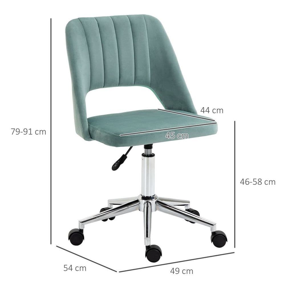 image-Swivel Office Chair Velvet Fabric Scallop Shape Computer Desk Chair Green