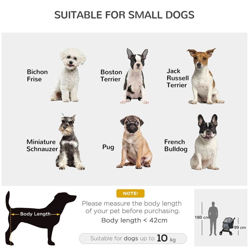 image-PawHut Foldable Dog Stroller w/ Large Carriage, Universal Wheels, Brakes - Grey