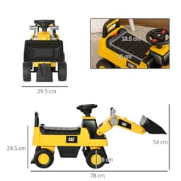 image-HOMCOM CAT Licensed Kids Construction Ride-On w/ Manual Shovel, for 1-3 Years