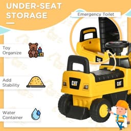 image-HOMCOM CAT Licensed Kids Construction Ride-On w/ Manual Shovel, for 1-3 Years