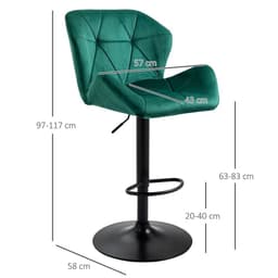 image-Set Of 2 Luxurious Velvet-Touch Bar Stools w/ Metal Frame Footrest Base Green