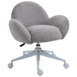 image-Fluffy Leisure Chair Office Chair w/ Backrest and Armrest for Bedroom Grey