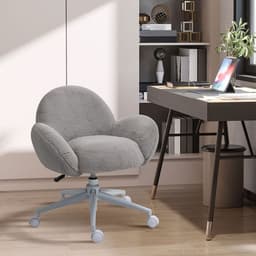 image-Fluffy Leisure Chair Office Chair w/ Backrest and Armrest for Bedroom Grey