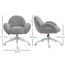 image-Fluffy Leisure Chair Office Chair w/ Backrest and Armrest for Bedroom Grey