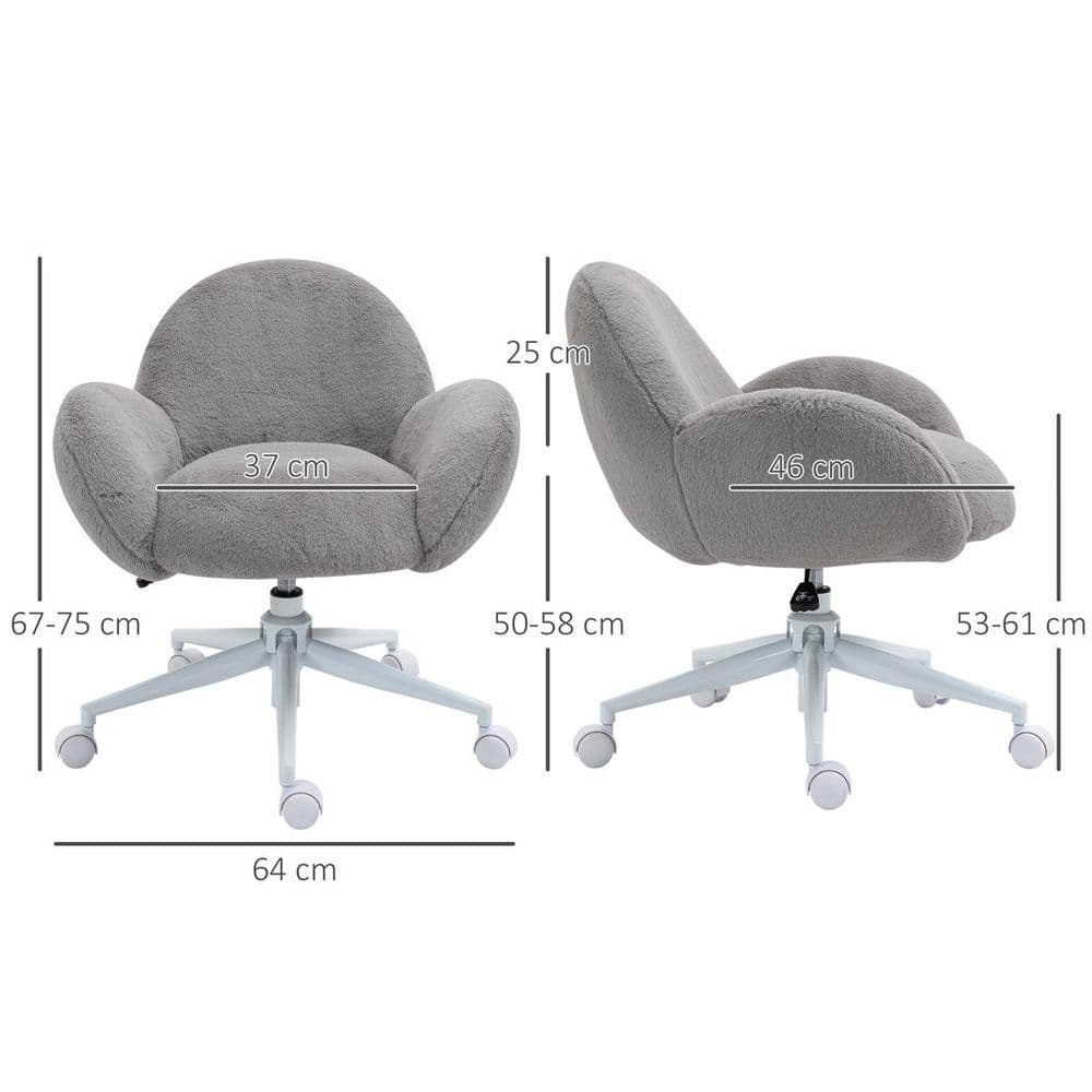 image-Fluffy Leisure Chair Office Chair w/ Backrest and Armrest for Bedroom Grey