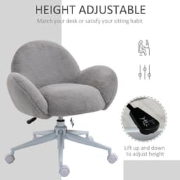image-Fluffy Leisure Chair Office Chair w/ Backrest and Armrest for Bedroom Grey