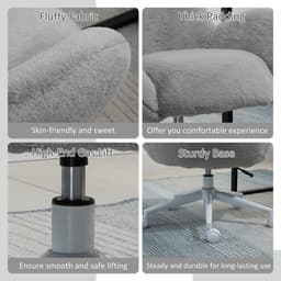 image-Fluffy Leisure Chair Office Chair w/ Backrest and Armrest for Bedroom Grey
