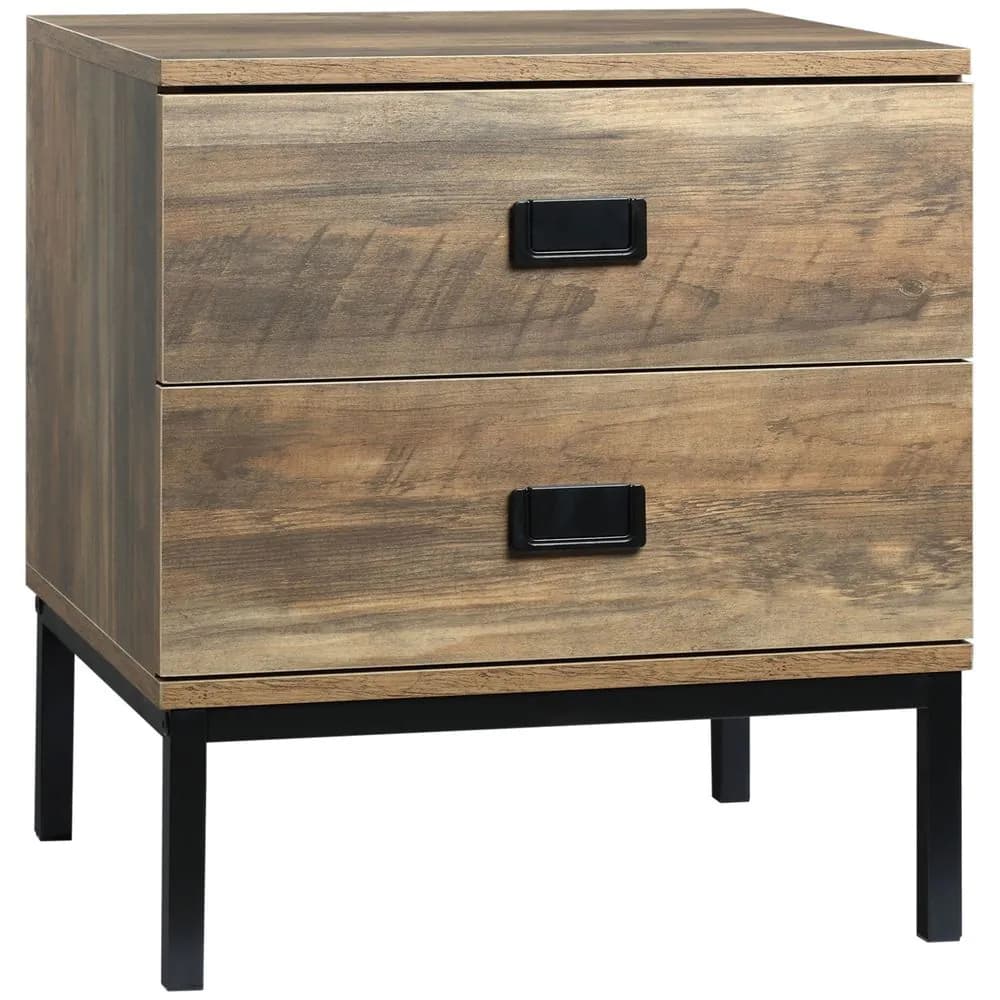 image-End Table Metal Frame Bed Side Table Storage Drawer Bedroom Living Room Coffee