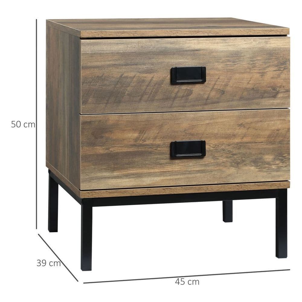image-End Table Metal Frame Bed Side Table Storage Drawer Bedroom Living Room Coffee