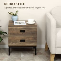 image-End Table Metal Frame Bed Side Table Storage Drawer Bedroom Living Room Coffee