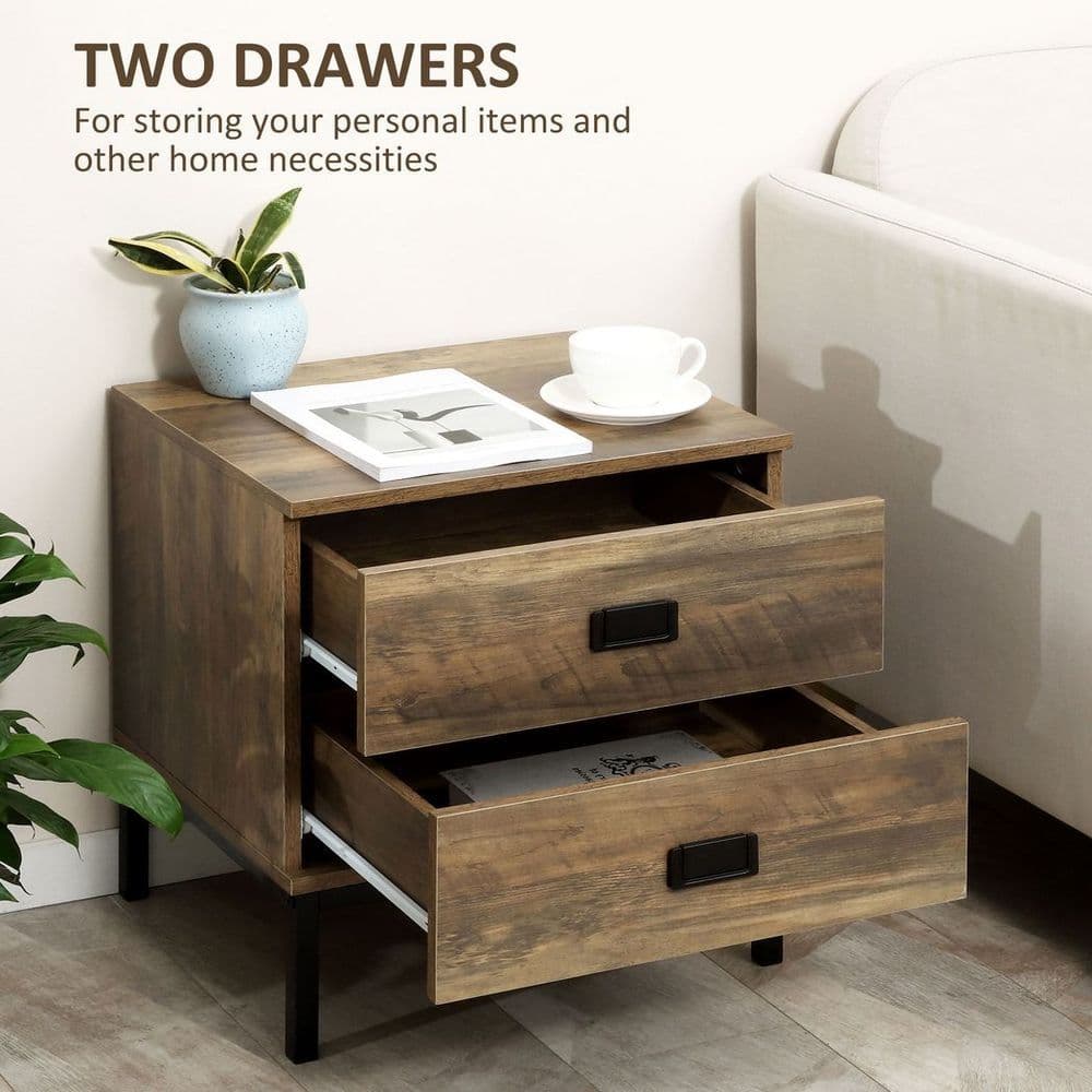 image-End Table Metal Frame Bed Side Table Storage Drawer Bedroom Living Room Coffee