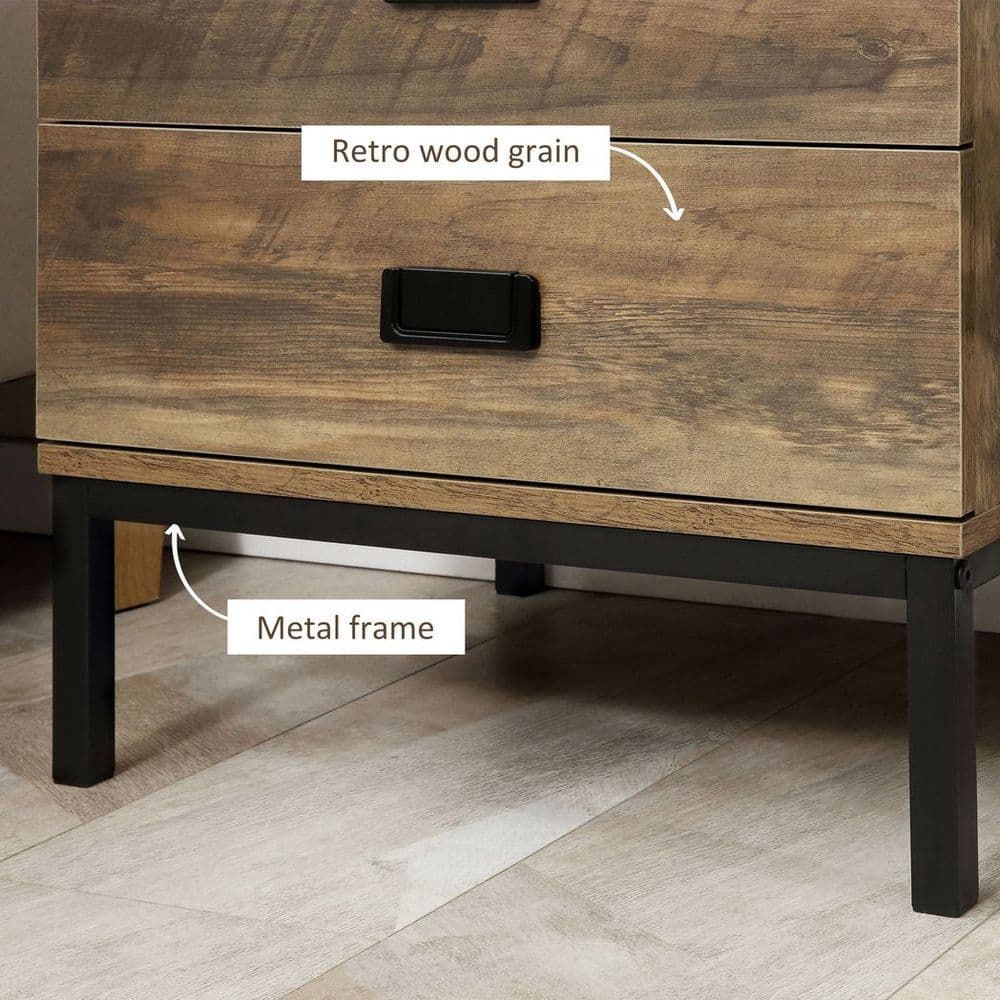image-End Table Metal Frame Bed Side Table Storage Drawer Bedroom Living Room Coffee
