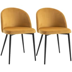 image-2 Pieces Modern Upholstered Fabric Bucket Seat Dining Chairs Living Room Yellow