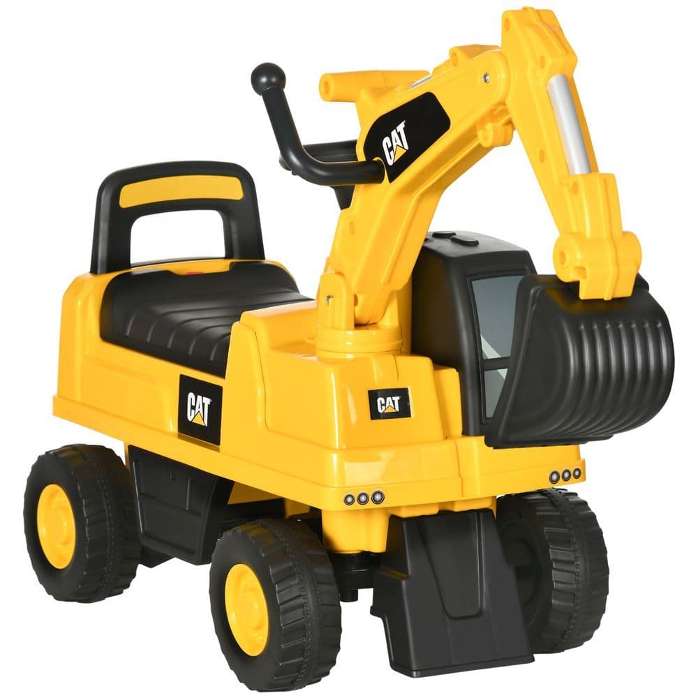 image-HOMCOM CAT Licensed Kids Construction Ride-On Digger w/ Shovel, for 1-3 Years