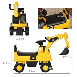 image-HOMCOM CAT Licensed Kids Construction Ride-On Digger w/ Shovel, for 1-3 Years