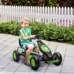 image-HOMCOM Children Pedal Go Kart w/ Adjustable Seat, Rubber Wheels, Brake - Green