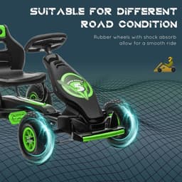 image-HOMCOM Children Pedal Go Kart w/ Adjustable Seat, Rubber Wheels, Brake - Green
