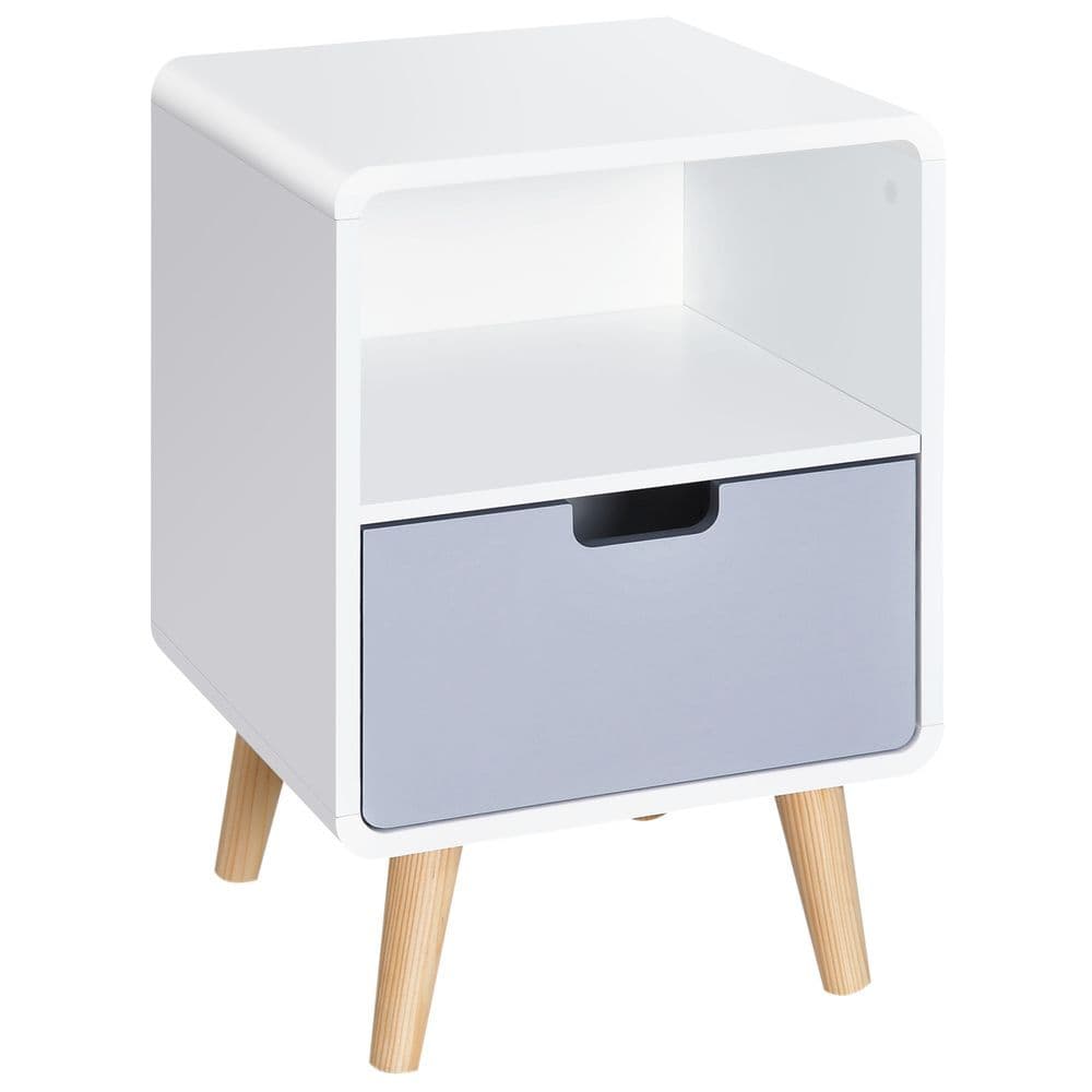 image-Scandinavian Nordic Style Bedside Table End Nightstand Lamp Desk With Drawer