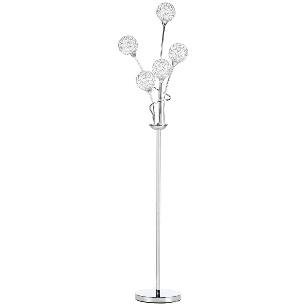 image-K9 Crystal Floor Lamp for Living Room, 5 Light Upright Standing Lamp, Silver