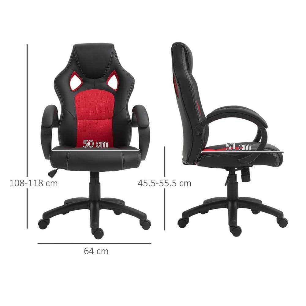 image-Executive Racing Swivel Gaming Office Chair PU Leather Computer Desk Chair Black