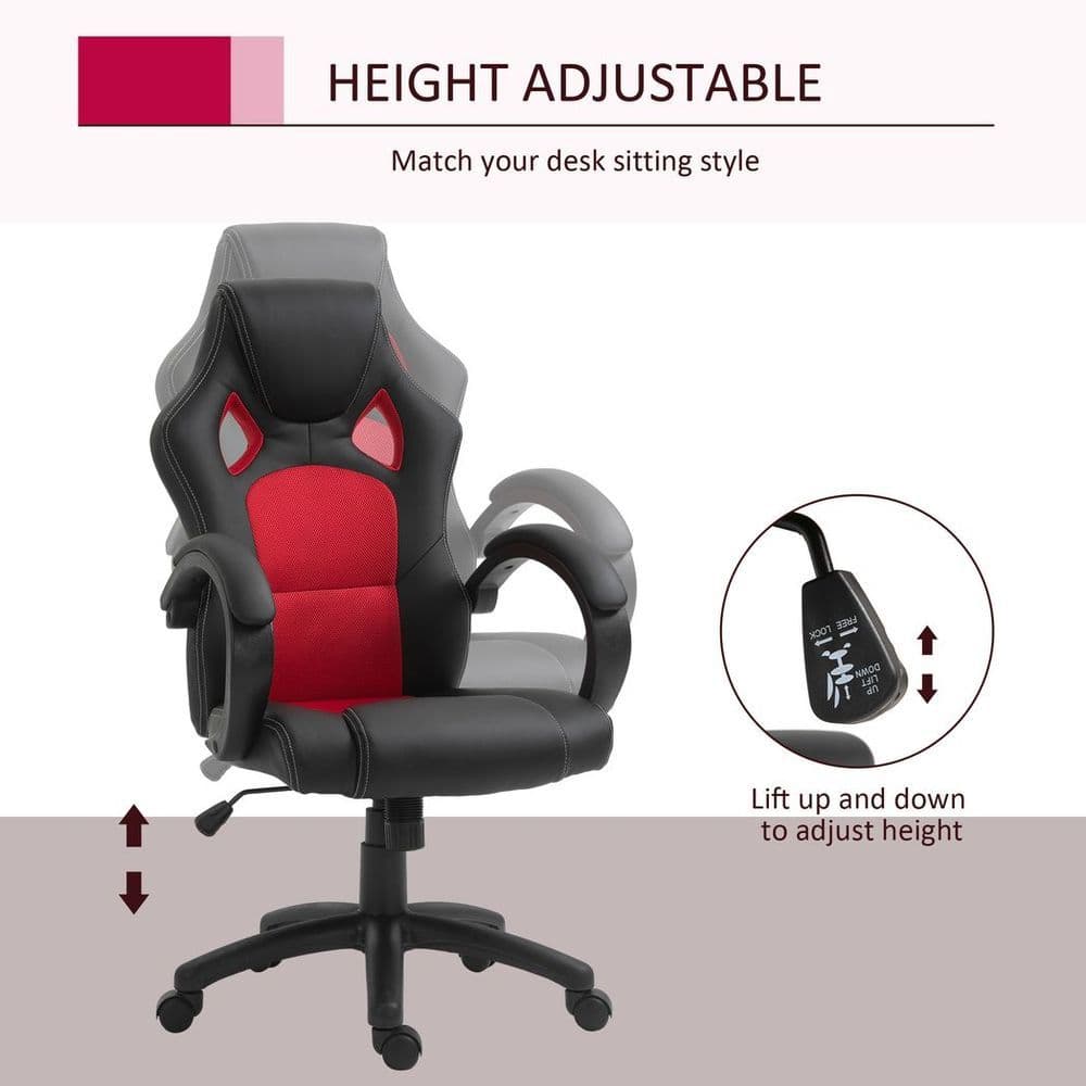 image-Executive Racing Swivel Gaming Office Chair PU Leather Computer Desk Chair Black