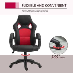 image-Executive Racing Swivel Gaming Office Chair PU Leather Computer Desk Chair Black