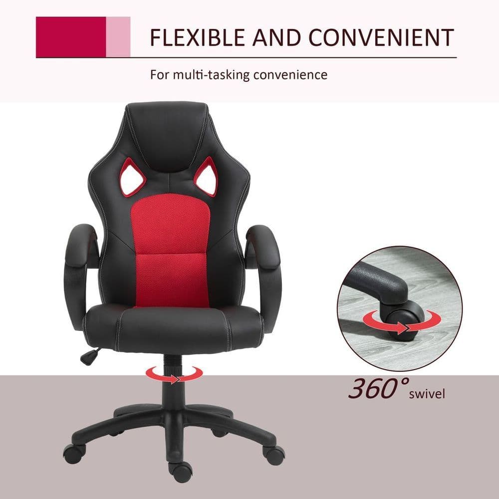 image-Executive Racing Swivel Gaming Office Chair PU Leather Computer Desk Chair Black