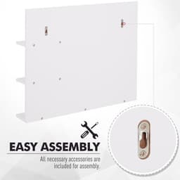 image-Modern Bathroom Wall Mounted Mirror with 3 Storage Open Shelves, White