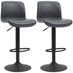image-Retro Barstools Set of 2 PU Leather Adjustable Height Swivel Bar Chairs