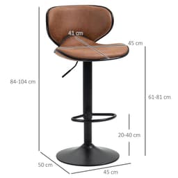 image-Vintage Bar Stool Set of 2 Microfiber Cloth Adjustable Height Armless Chairs