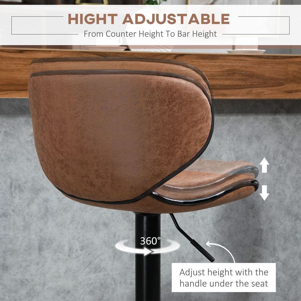 image-Vintage Bar Stool Set of 2 Microfiber Cloth Adjustable Height Armless Chairs