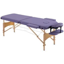 image-Portable Massage Bed Folding Spa Beauty Massage Table with 2 Sections Purple