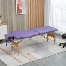 image-Portable Massage Bed Folding Spa Beauty Massage Table with 2 Sections Purple