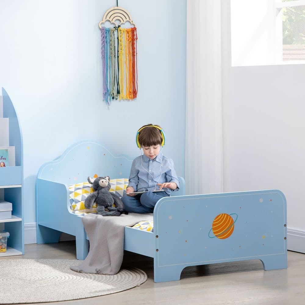 image-ZONEKIZ Toddler Bed w/ Space-themed Patterns, for Boy, Girls, Ages 3-6 Years