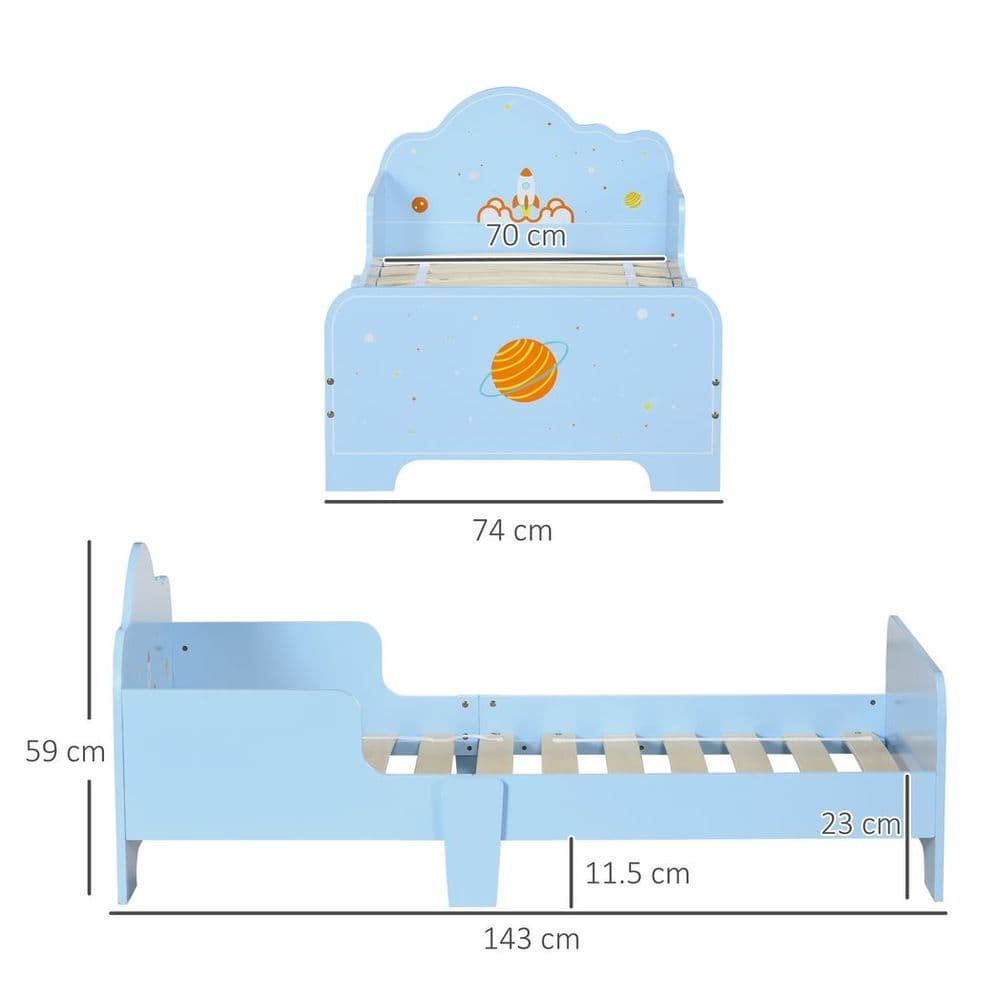 image-ZONEKIZ Toddler Bed w/ Space-themed Patterns, for Boy, Girls, Ages 3-6 Years