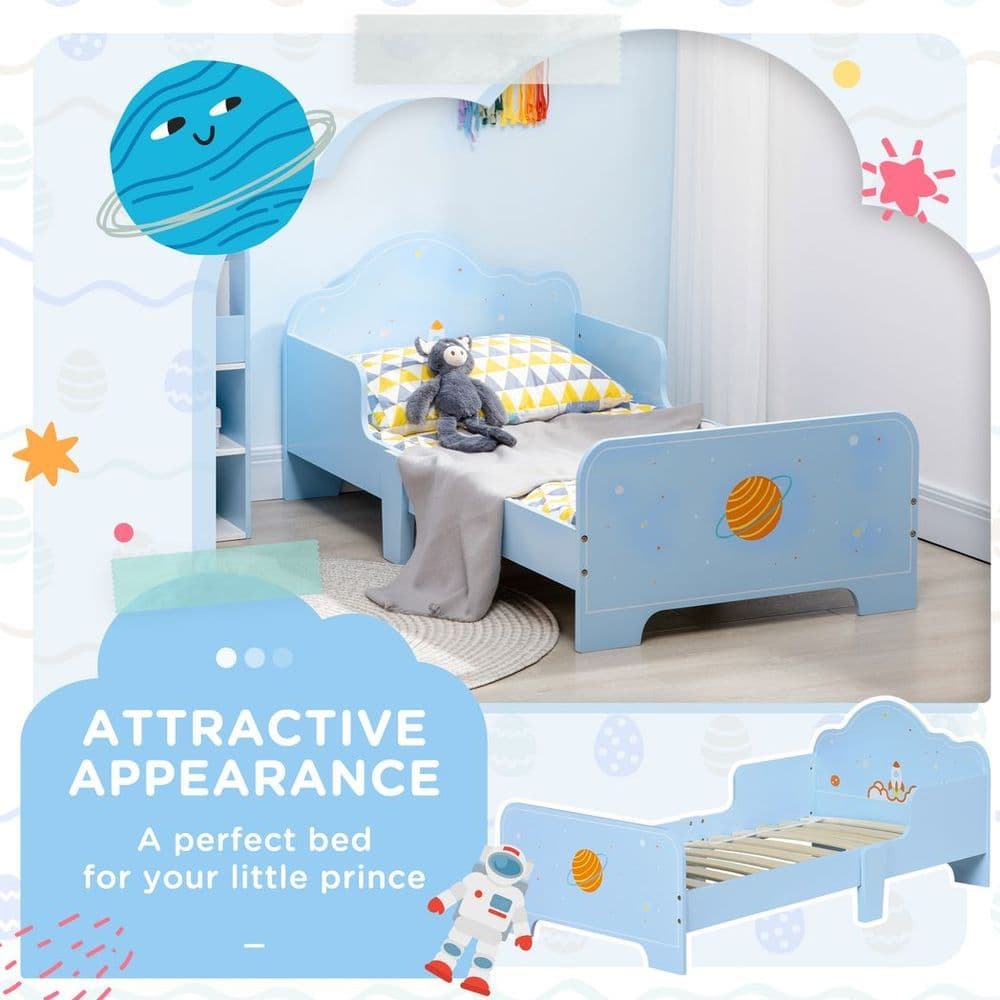 image-ZONEKIZ Toddler Bed w/ Space-themed Patterns, for Boy, Girls, Ages 3-6 Years