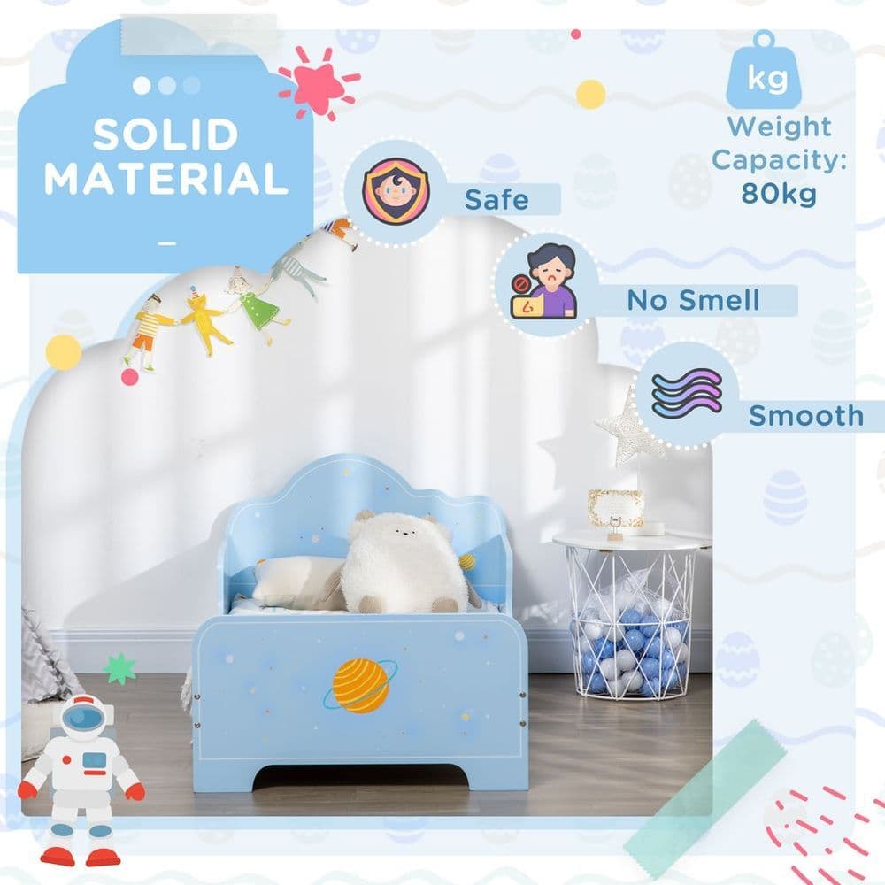 image-ZONEKIZ Toddler Bed w/ Space-themed Patterns, for Boy, Girls, Ages 3-6 Years