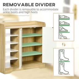 image-Shoe Storage Organizer w/ Double Door Cabinet Open Shelves for Hallway Entryway