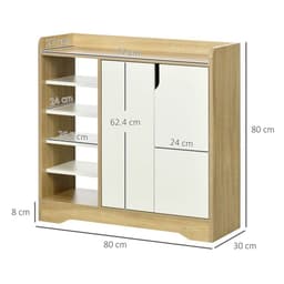 image-Shoe Storage Organizer w/ Double Door Cabinet Open Shelves for Hallway Entryway