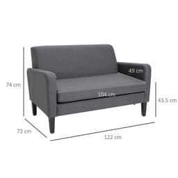 image-Linen Modern-Curved 2-Seat Sofa Loveseat w/ Thick Cushion Wood Legs Grey