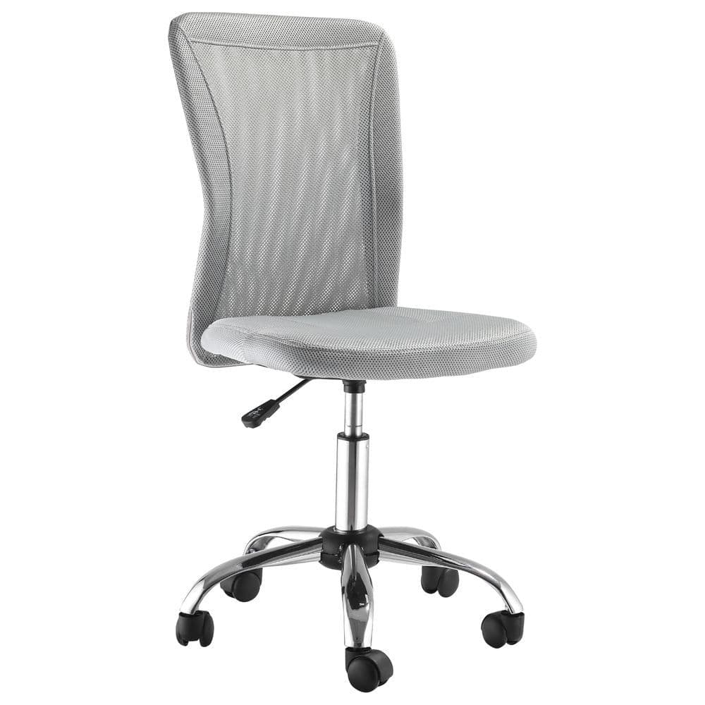 image-Armless Office Chair Ergonomic Padded Height Adjustable Mesh Back 5 Wheels