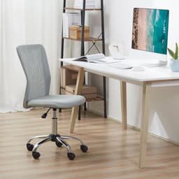 image-Armless Office Chair Ergonomic Padded Height Adjustable Mesh Back 5 Wheels