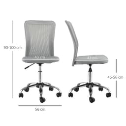 image-Armless Office Chair Ergonomic Padded Height Adjustable Mesh Back 5 Wheels