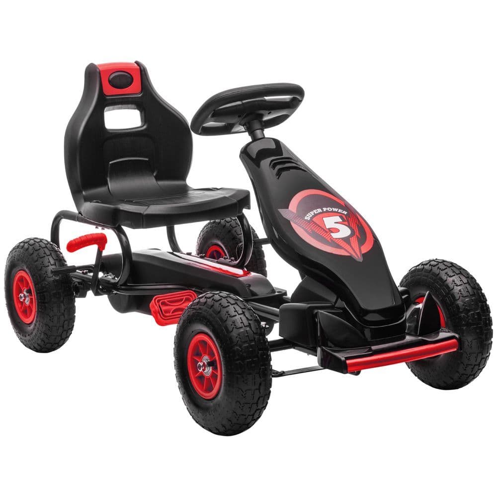 image-HOMCOM Children Pedal Go Kart w/ Adjustable Seat, Rubber Wheels, Brake - Red