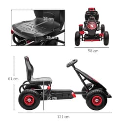 image-HOMCOM Children Pedal Go Kart w/ Adjustable Seat, Rubber Wheels, Brake - Red