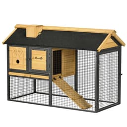 image-PawHut Rabbit Hutch Outdoor Bunny Cage w/ Run, Removable Tray 120 x 55.5 x 80cm