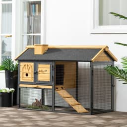 image-PawHut Rabbit Hutch Outdoor Bunny Cage w/ Run, Removable Tray 120 x 55.5 x 80cm
